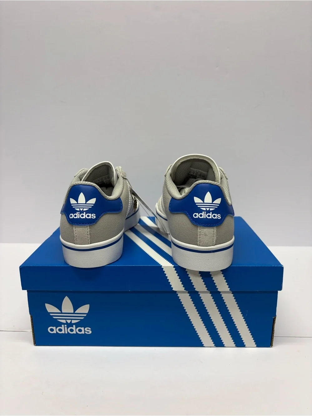 adidas Kids Campus Suede Sneakers in Grey, White and Blue